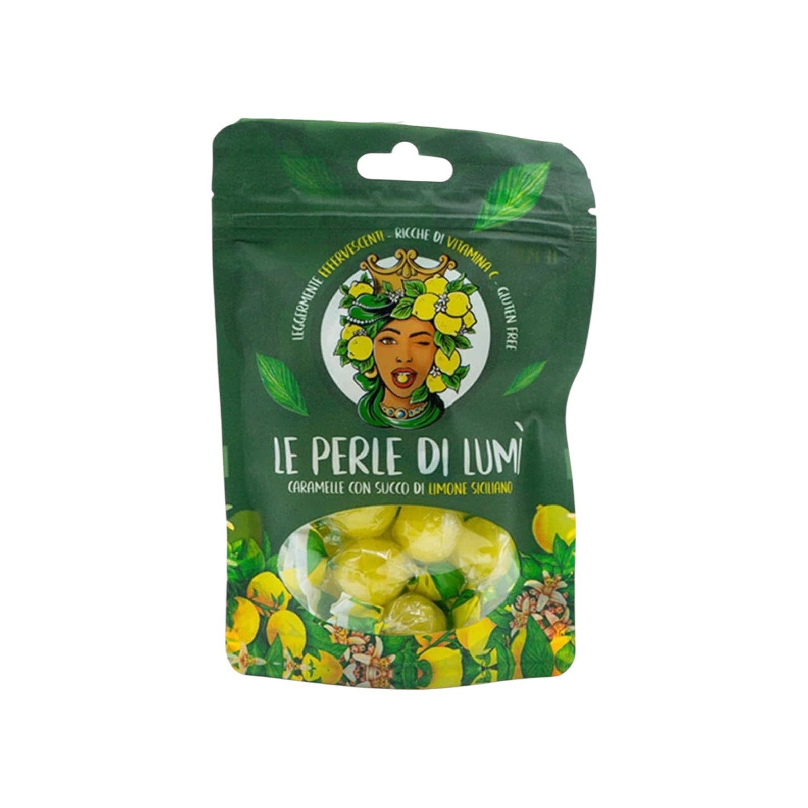 Made in eatalia – wholesale Boiled sweets – Le Perle Di Lumi Round hard candy Lemon Individually Wrapped 100g