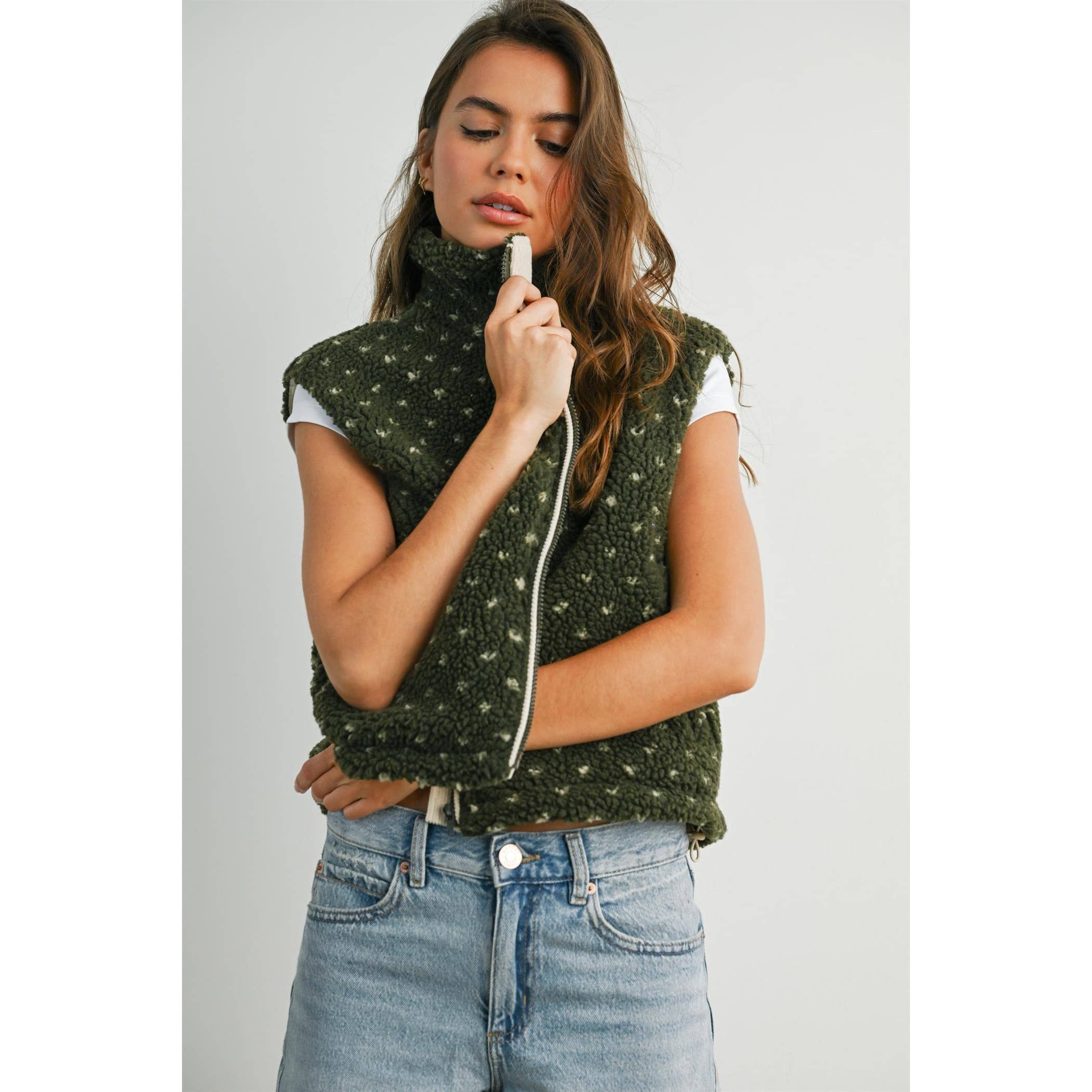 BUTTERMELON - Wholesale Jacket - Women's - Floral Fleece Sleeveless Vest - BMJ784928