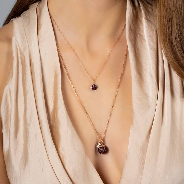 Sparkle Halo Necklace Pendant - Merlot for wholesale by Hillberg & Berk