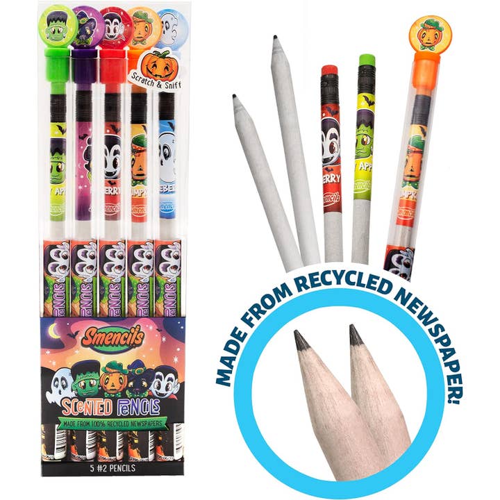 Scentco, Inc - Wholesale Retailer Display - Paper & Novelty - Halloween Smencils Cylinder - Scented Pencils - 50 Count