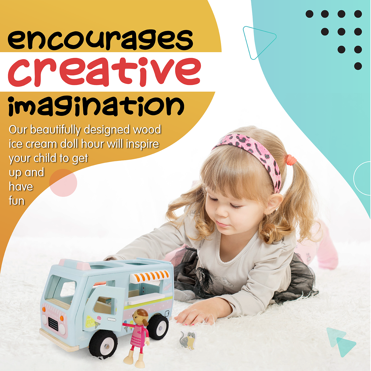 Leo & Friends - Wholesale Toy Set - Kids - L&F Wooden Ice Cream Van, 3-Piece Set10