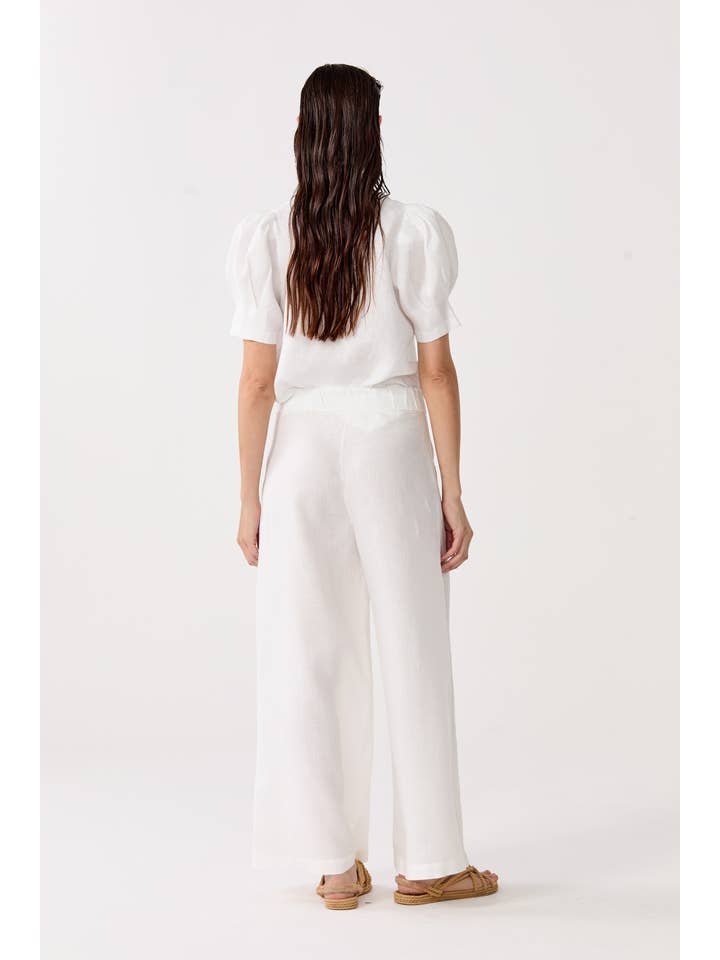 Athina Linen Shirt - White for wholesale on Faire