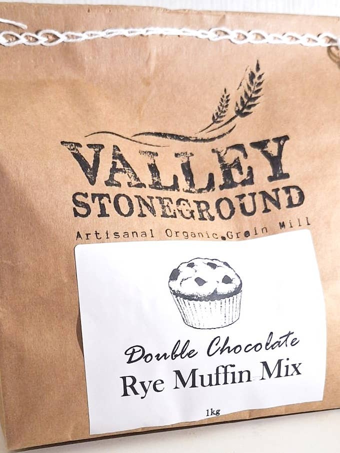 Double Chocolate Rye Muffin Mix for wholesale by Valley Stoneground