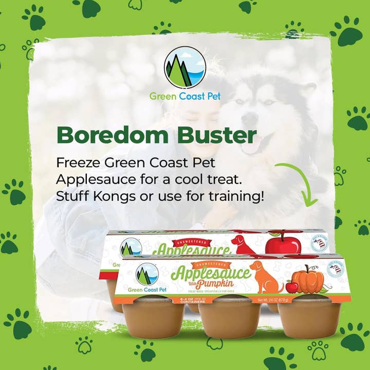 Green Coast Pet - Wholesale Pet Treats - Dog - Unsweetened Applesauce for Dogs 6 Pack 4 oz Cups Low-Calorie