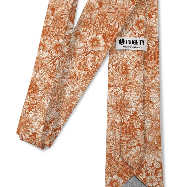 Tough Apparel - Wholesale Necktie - Men's - Cider - Orange Floral Autumn Tie