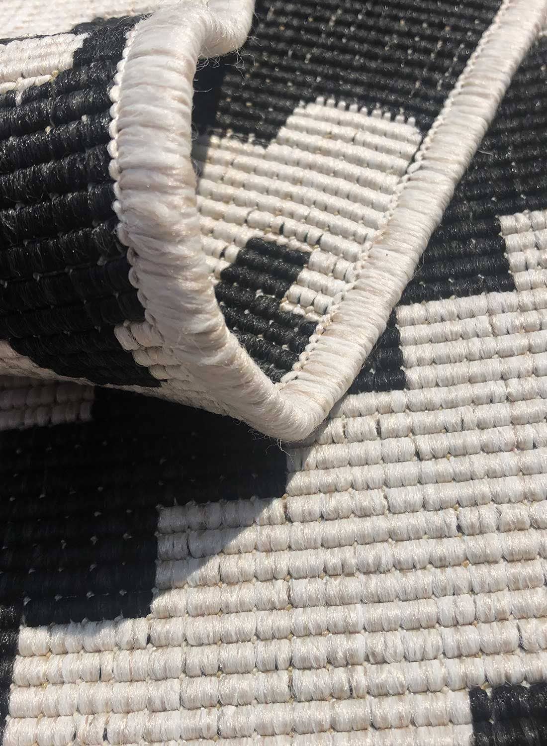 Black OUTDOOR BC ROMA REVERSIBLE Polypropylene Outdoor Rug for wholesale on Faire2