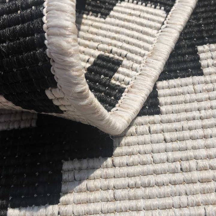 Black OUTDOOR BC ROMA REVERSIBLE Polypropylene Outdoor Rug for wholesale on Faire2