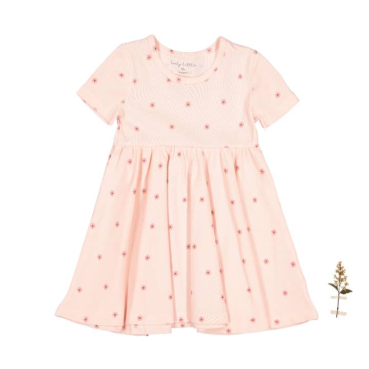 The Printed Short Sleeve Dress - Rose Flower for wholesale by Lovely Littles