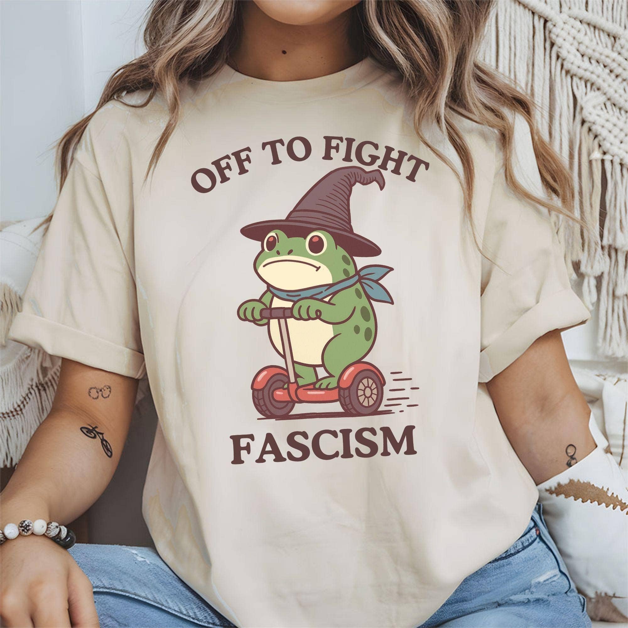 Glaime - Wholesale T-Shirt (Graphic) - Women's - Comfort Colors Frog Anti Fascism Tee, Portland Resistance 0