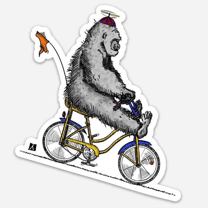 Gorilla On Their Banana Seat Bike Vinyl Sticker for wholesale by Bellavance Ink