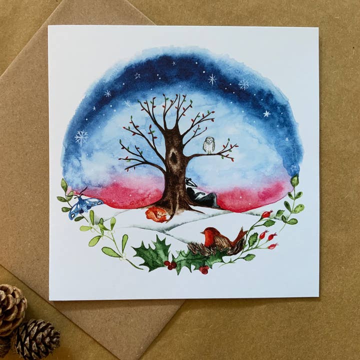 Winter Nap - Beaitful snowy winter scene for wholesale by deer dawn