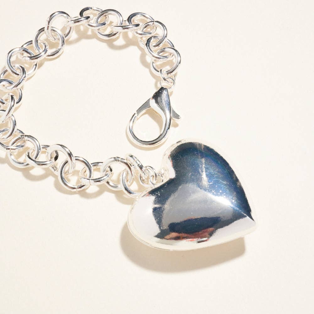 Designature New York - Wholesale Keychain – Women's - 6.5 Inch Metal Puffy Heart Keychain Bagcharm6