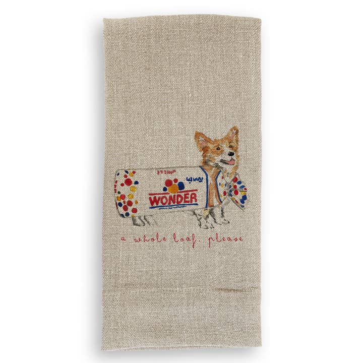 French Graffiti - Wholesale Tea Towel - Loaf of Bread Corgi