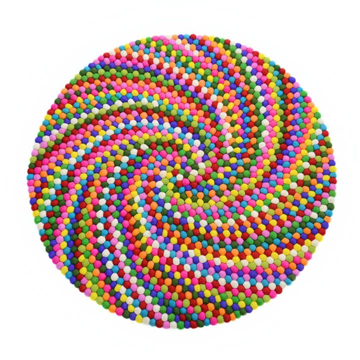 Eco-Friendly Multi-Color Wool Felt Spiral Rug 90-300 CM for wholesale by Woollyfelt