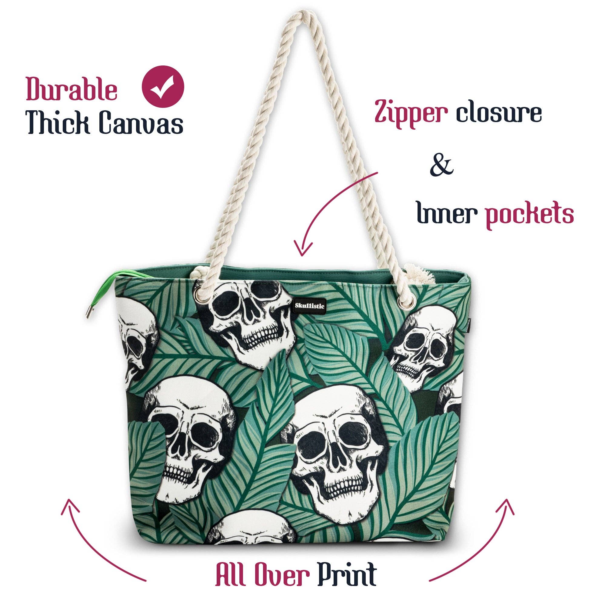 Zapps Clothing - Venta al por mayor Bolsa de playa - Bolso de hombro Skullistic Tropic Skulls para playa6