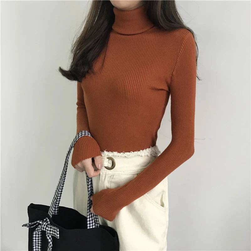 Blak Wardrob - Wholesale Knitted jumper – Women′s - Turtleneck Women Korean Sweater39