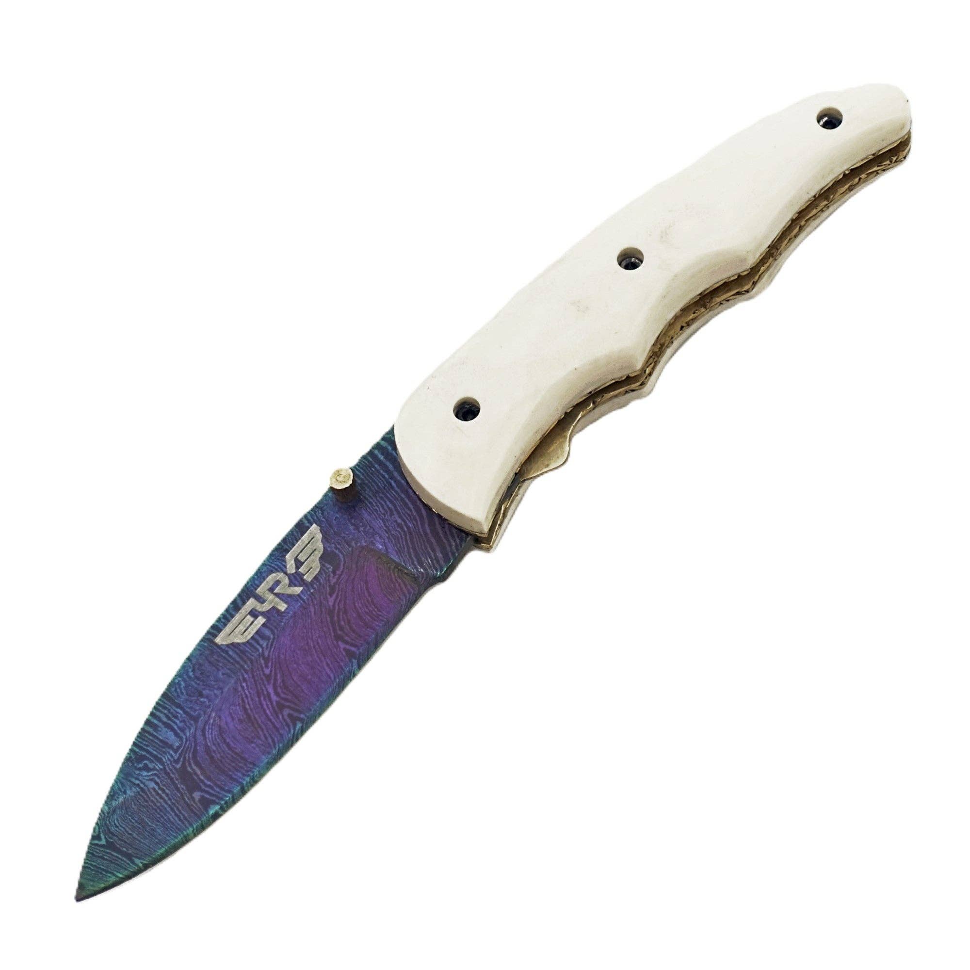 Ruddock Bros. LLC - Vente Couteau de poche/étui - Couteau Pliant Pino Grigio - Acier Damas2