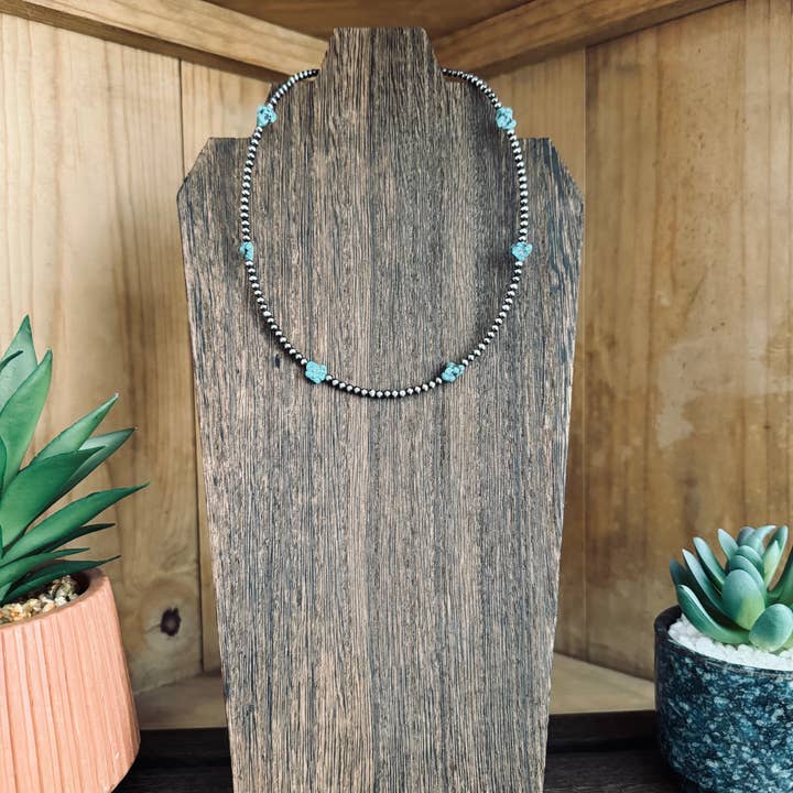 Wild Hancock Creations - Wholesale Choker/Collar - Navajo Pearl Choker With Turquoise/ Genuine Turquoise1