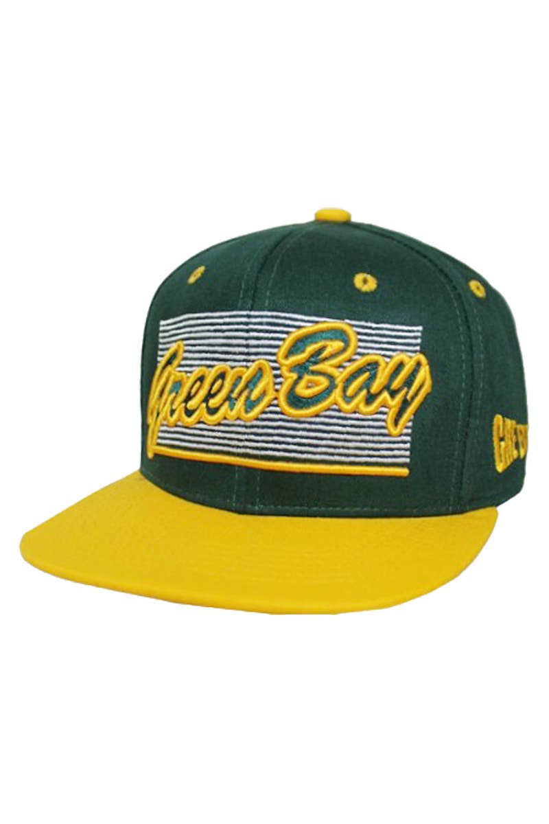 Cap Zone – Engroshandel Snapback hat - Unisex – Green Bay GB Logo Stripe Twill Flad Bill Snapback0