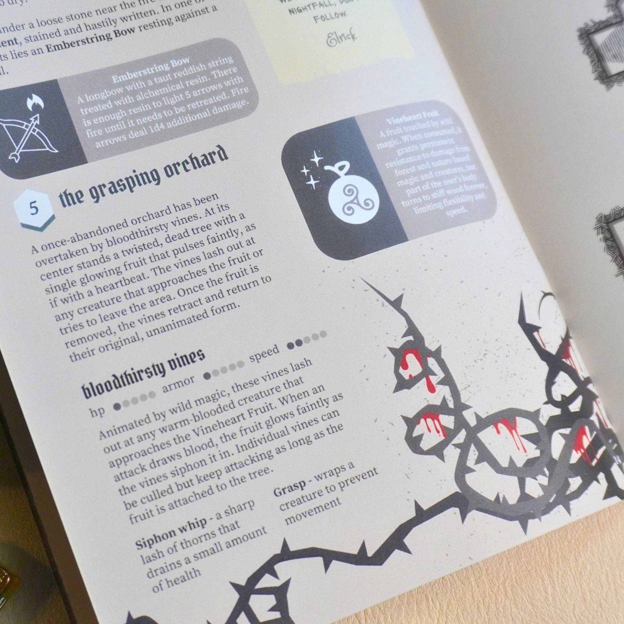 Minva Tabletop Design Co - Vente Roman fantastique - Épines d'un Livret d'Aventure du Sceau Ancien | Aventure de Terreur Forestière Système-Agnostique pour JDR Donjons et Dragons3