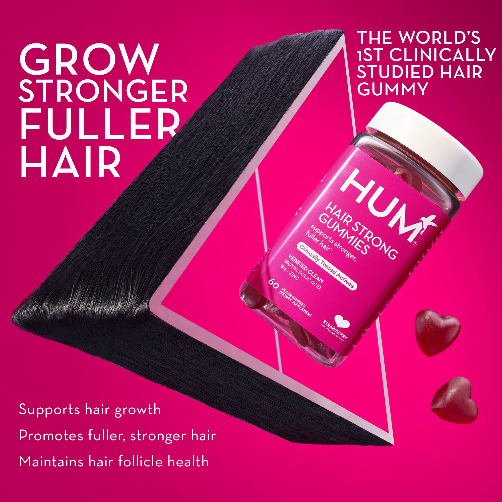 Hum Nutrition - Wholesale Oral Supplement/Vitamin - HAIR STRONG GUMMIES FOR GROWTH WITH BIOTIN, FO-TI, & PABA6