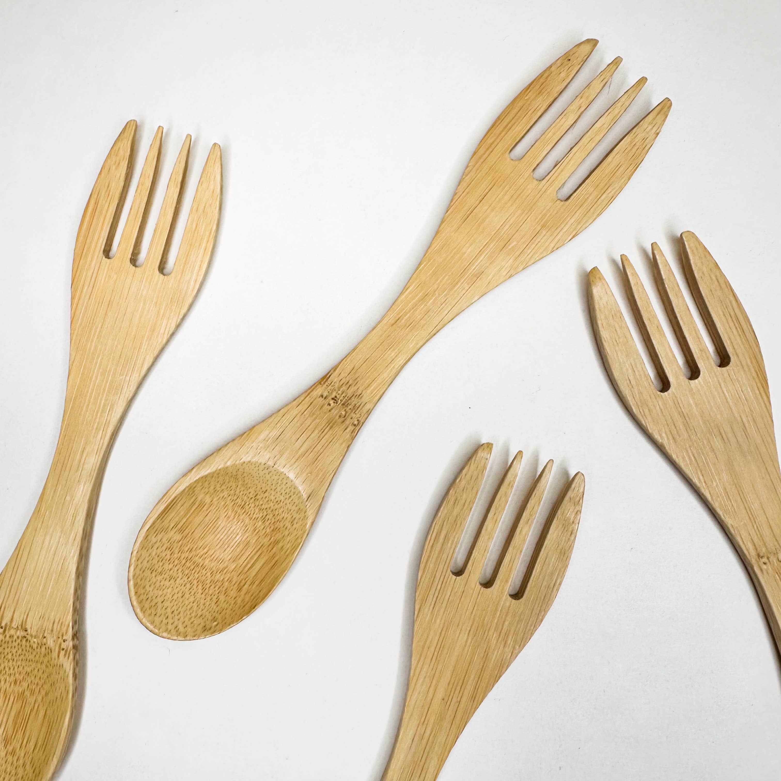 Smile Boutiques - Wholesale Assorted Cutlery Set - Plastic Free Natural Bamboo Spork 1