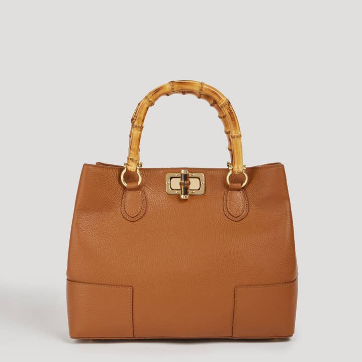 Voemièn - Wholesale Top Handle Bag - Women's - Bamboo Babe Bag in Tan Dollar Leather0