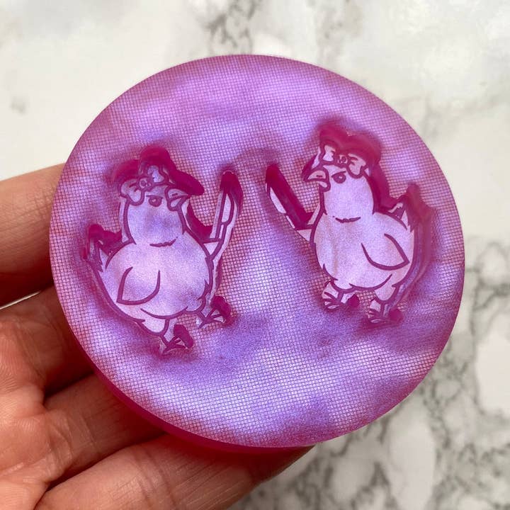 Stampo in silicone per orecchini Angry Chicks per la vendita all'ingrosso da parte di EllaRaeMouldsVinyls