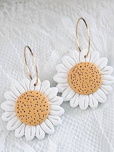 Daisy Hoops, Orecchini Estivi, Orecchini in Argilla per la vendita all'ingrosso da parte di Asden & Ash Design