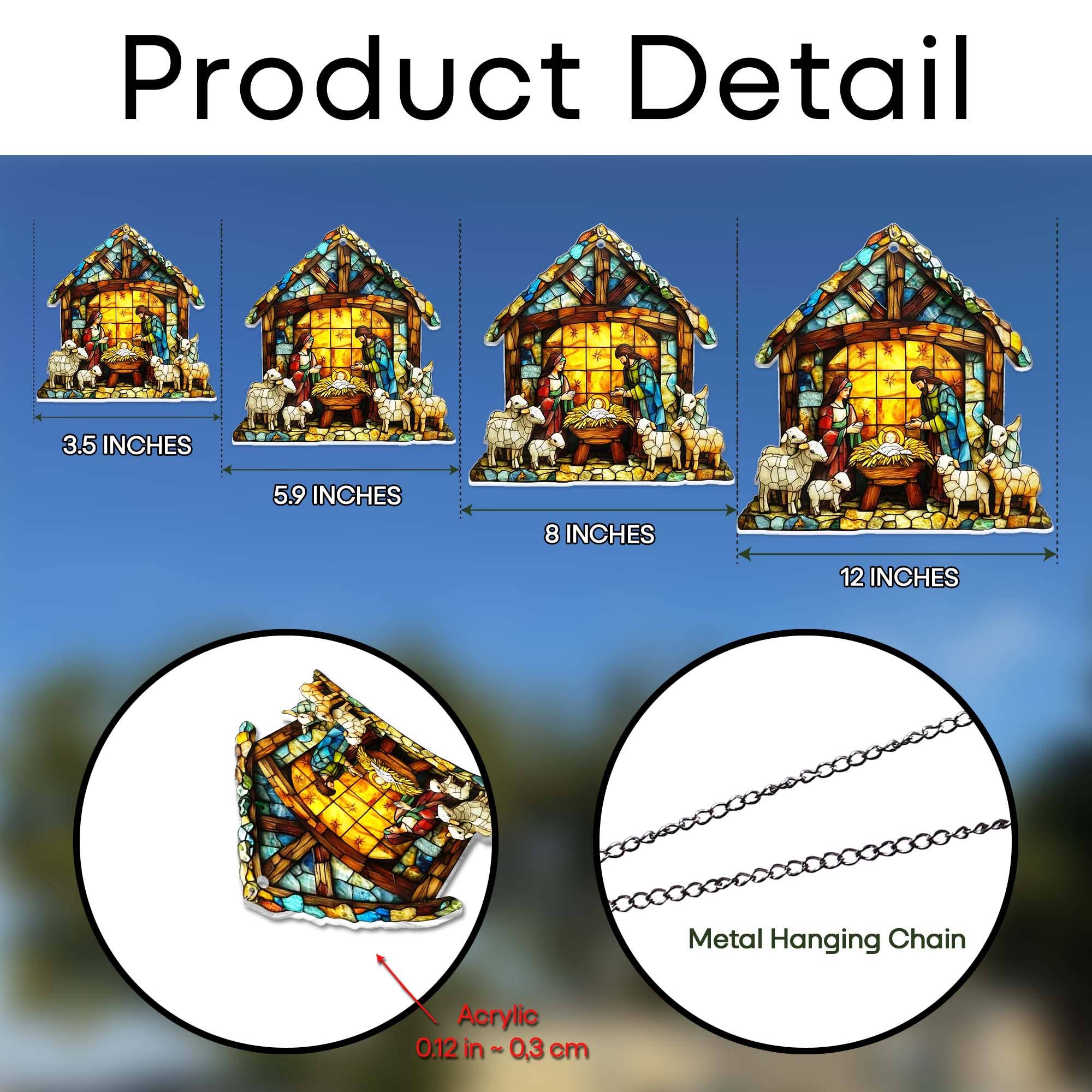 Merchemy - Wholesale Wall Decor - Kids & Baby - Nativity Catholic Ornament Nativity ACRYLIC Window Hanging8