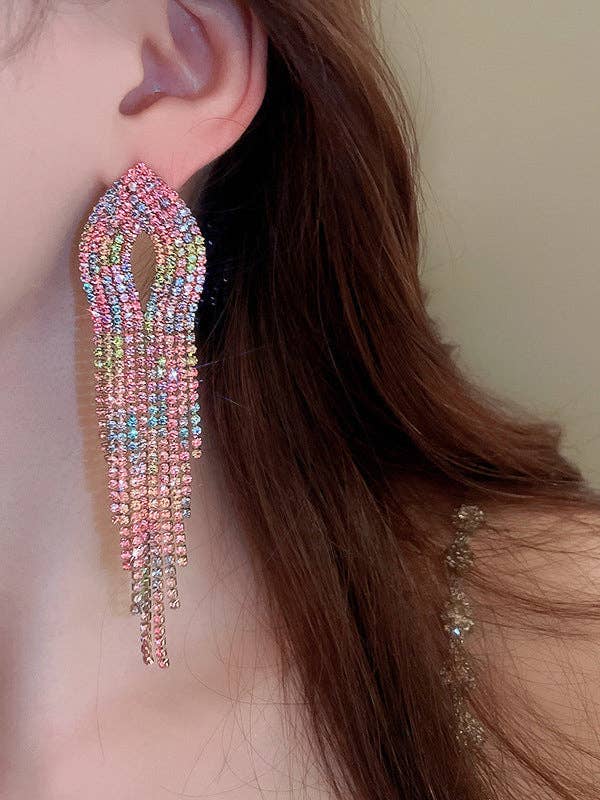 UZ Wholesale Store - Wholesale Tassel Earrings - Gradient Hollow Tasseled Earrings - Gold, Fuchsia, Colorful4