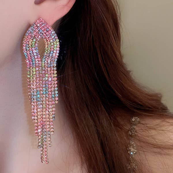 UZ Wholesale Store – wholesale Tassel earrings – Gradient Hollow Tasseled Earrings - Gold, Fuchsia, Colorful4