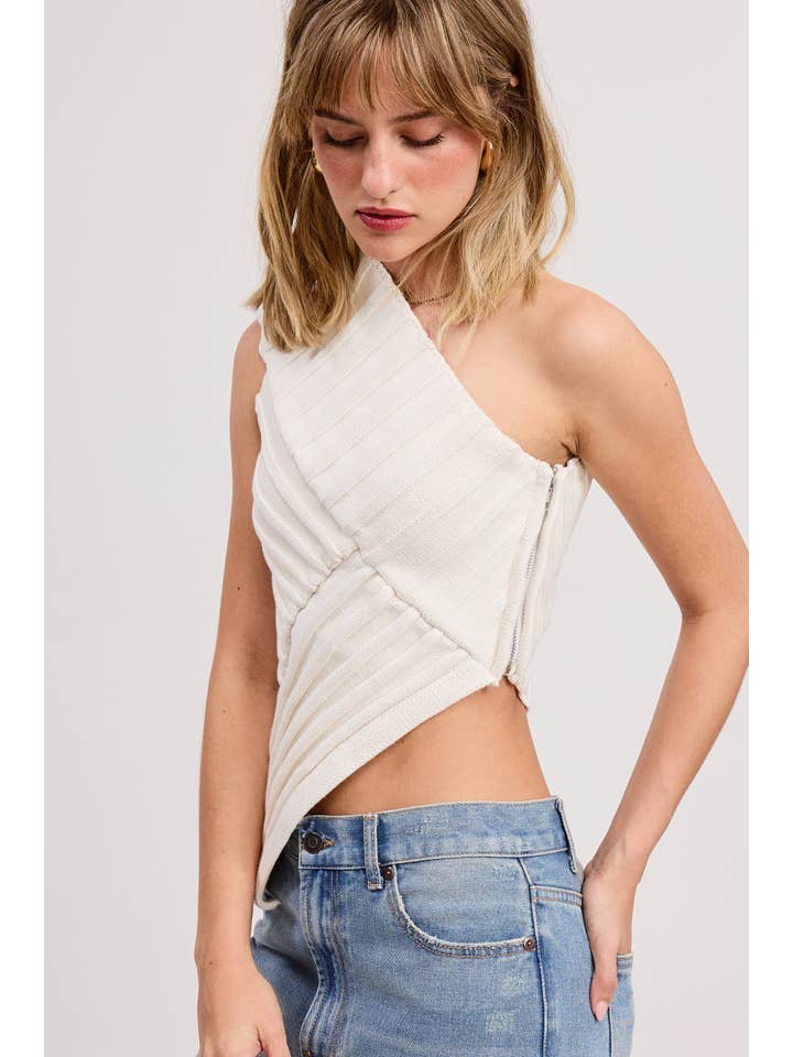 Mimosa - Wholesale Knit Top - Women's - One-Shoulder Asymmetrical Ribbed-Knit Sweater Top19