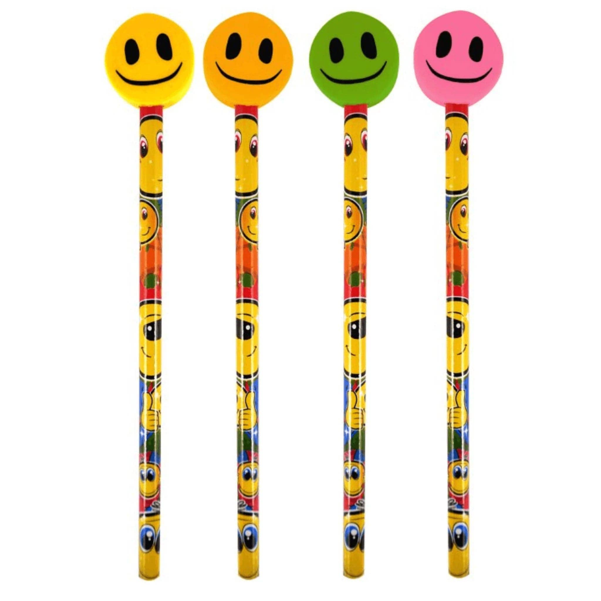 Kids Party Craft – wholesale Pencil – Smiley Face Pencils with Eraser Toppers0