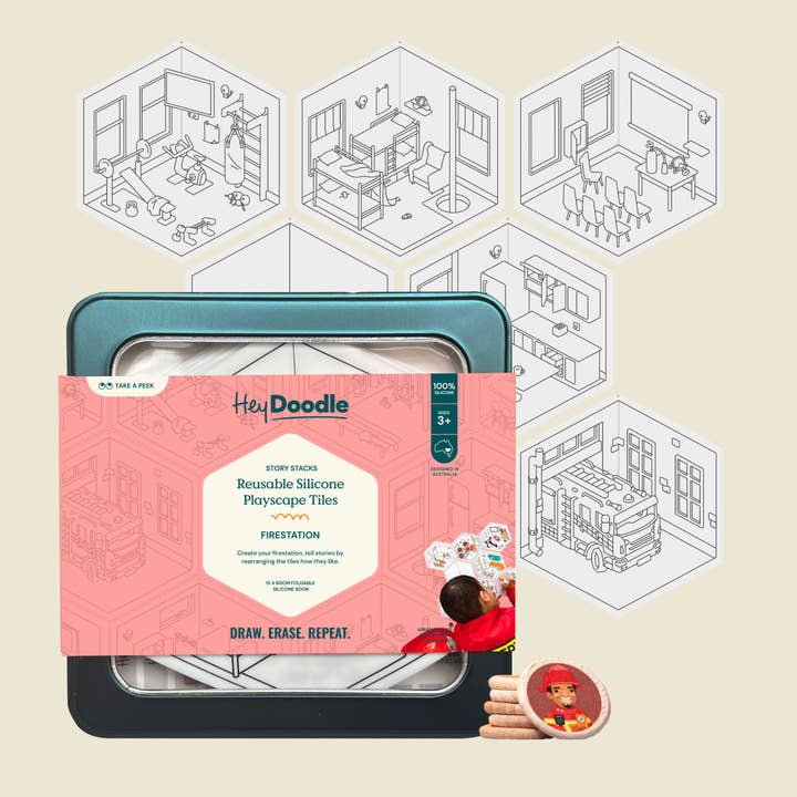 Fire Station Storytelling Colouring & Doodle Set for wholesale by HeyDoodle AUS