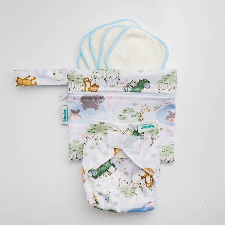 Genanvendeligt dukkelegetøj ble sæt med 5 mini genanvendelige babyservietter for engroshandel hos Kinder Cloth Diaper Co.