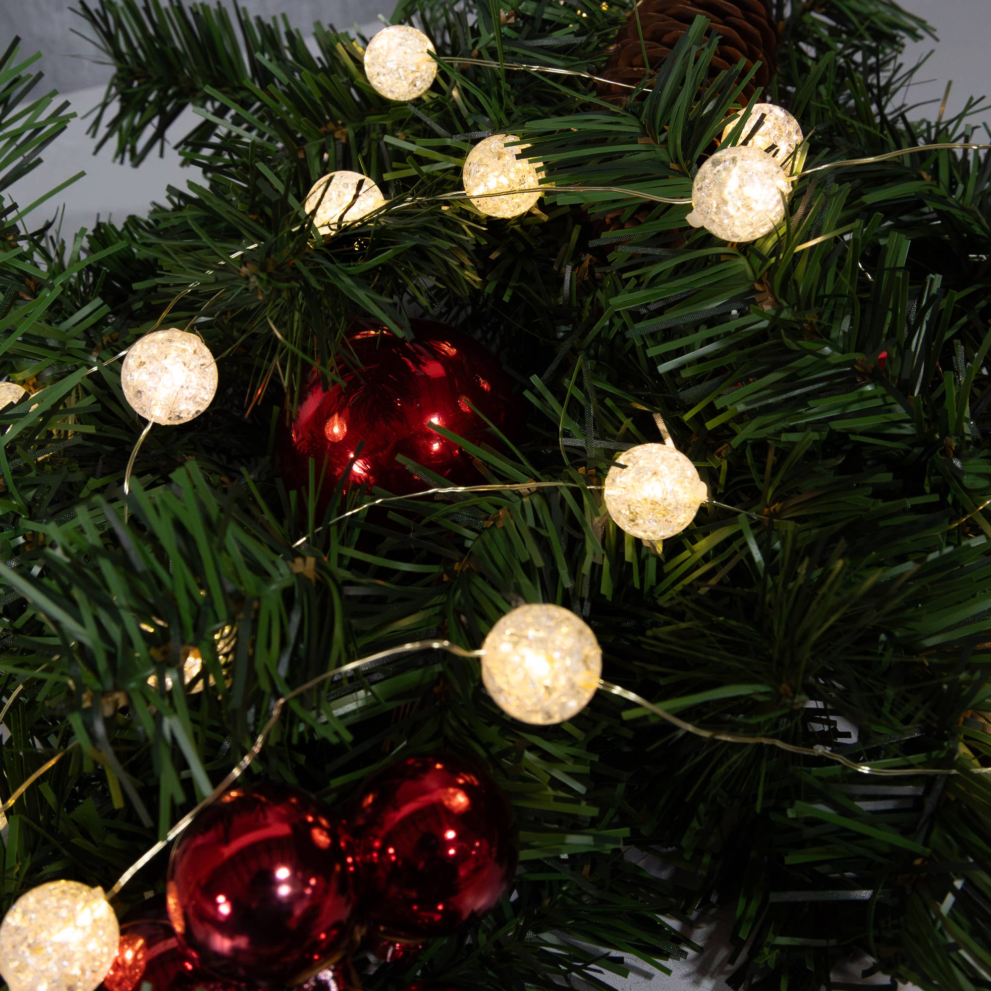 LumaBase - Wholesale String Lights - Battery Operated Crackle String Lights, Warm White-Set of 21