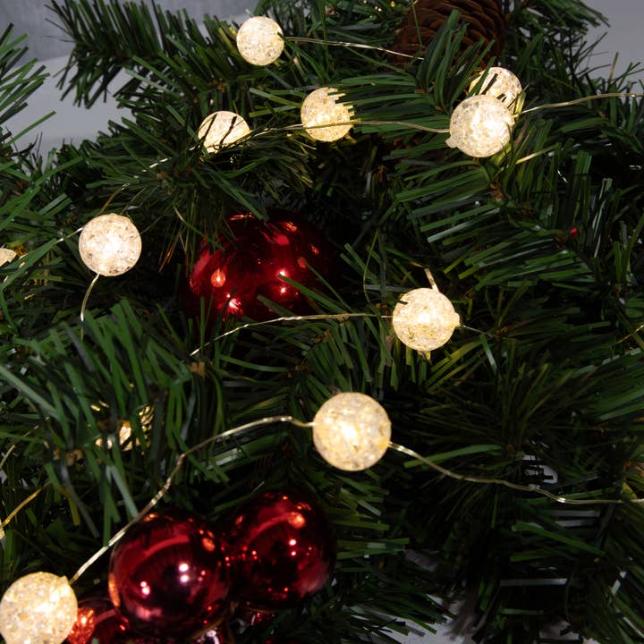 LumaBase - Wholesale String Lights - Battery Operated Crackle String Lights, Warm White-Set of 21