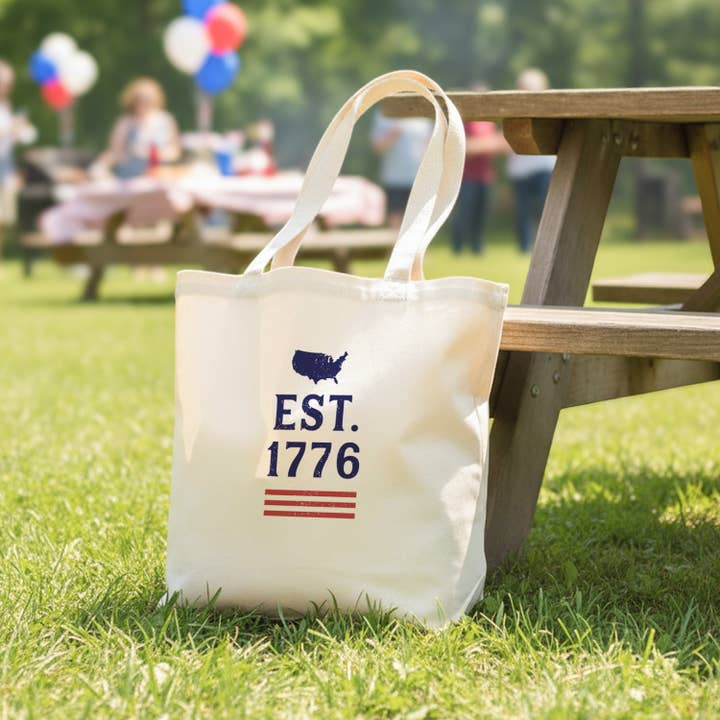 USA Badge - Est. 1776 - Canvas Tote Bag for wholesale by Heritage 76