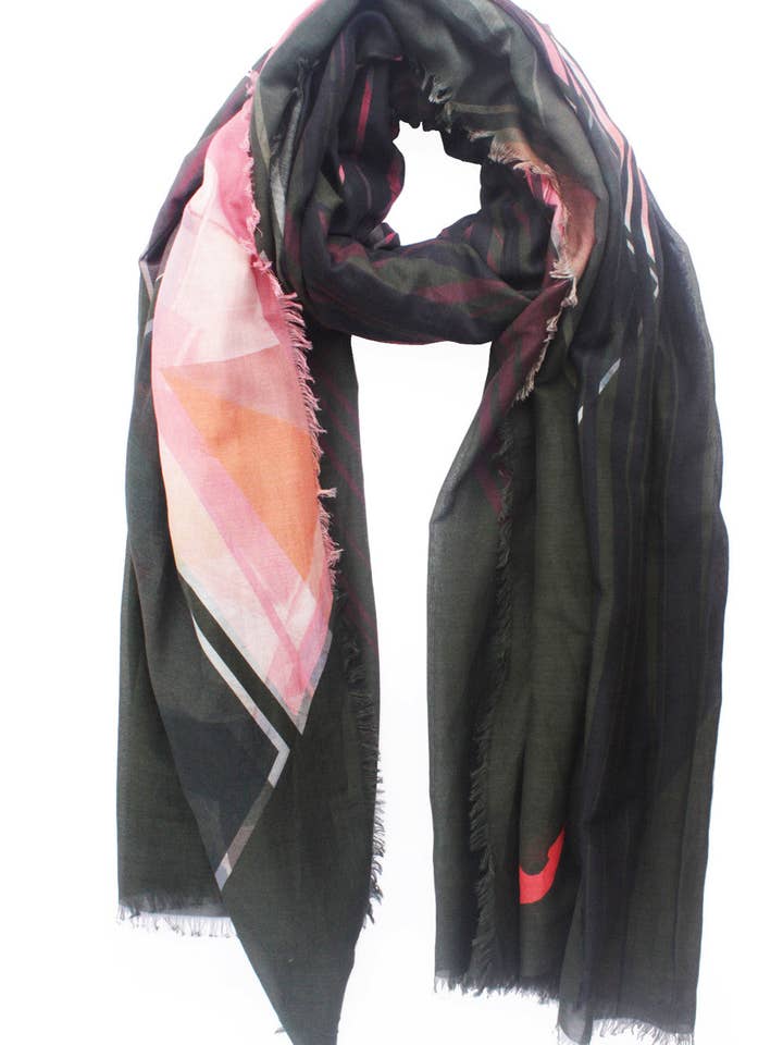 Silk/Cotton "Fringed Highland Check" Stola 200x140cm for wholesale by EditionMichel