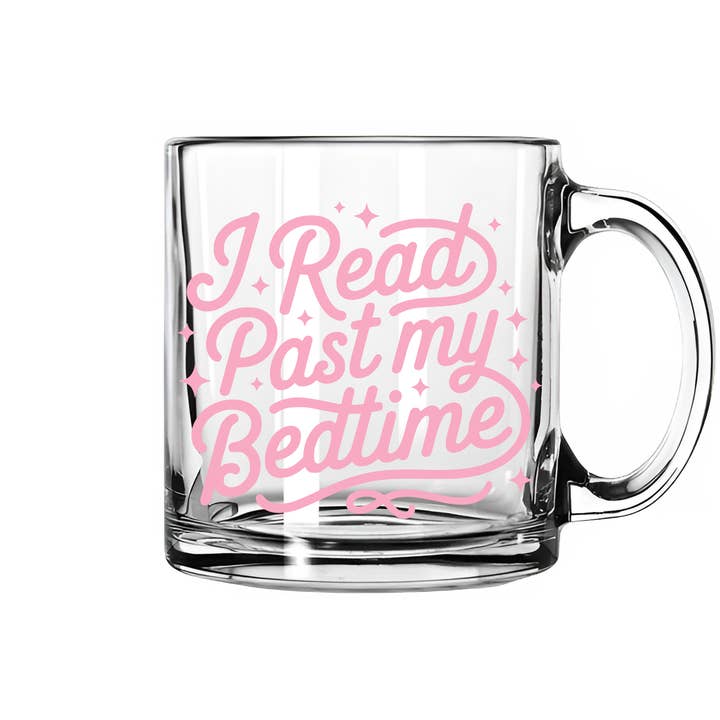 I Read Past My Bedtime Glass Mug for wholesale by Nearly June Design Co