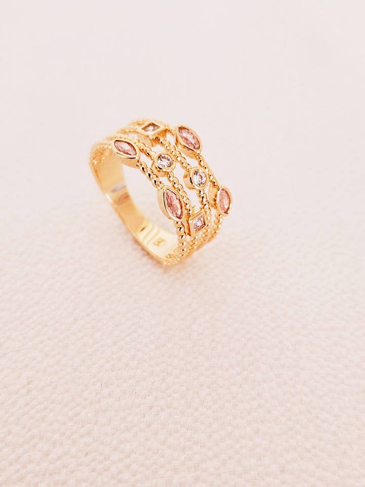 Guldpläteret ring med 4 rækker for engroshandel hos SIUKA