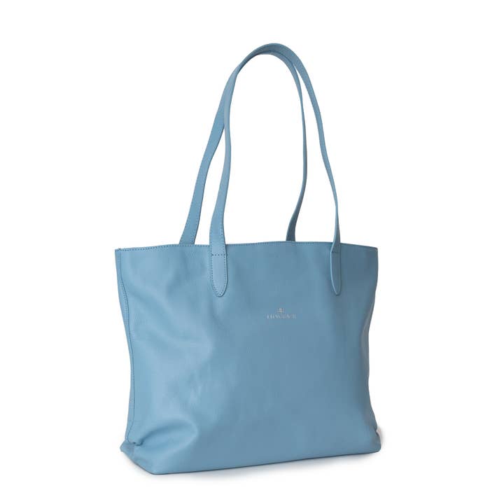 Signature Leather Tote - Airlie Blue for wholesale by Lily Grace Co.