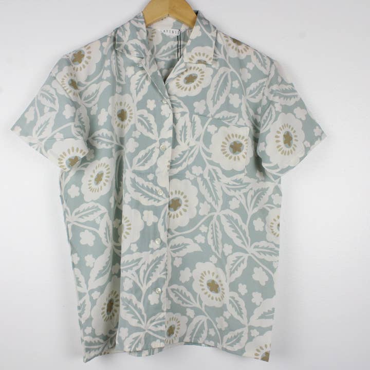 Sun's Out! - Wholesale Button Down Shirt - Women's - Vintage Short-Sleeve Button Up Blouse - Original Length17