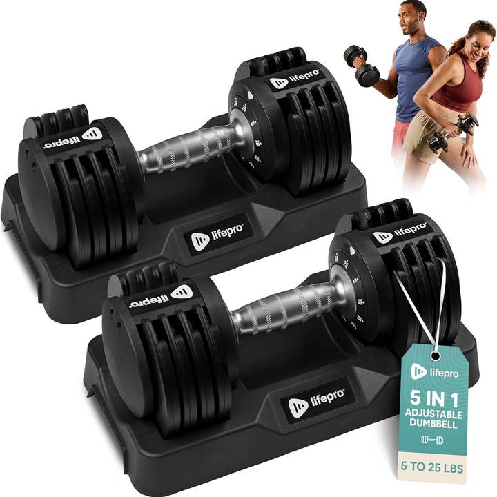 LifePro - Wholesale Fitness Equipment - Lifepro Adjustable Dumbbells – 25lb Pair for Home Gym