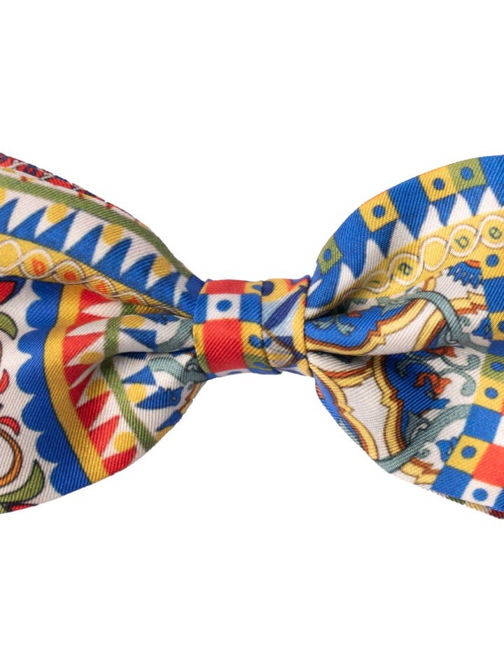 Skräddarsydd Siciliansk Knuten Fluga i Tryckt Siden med Majolika PS200 för wholesale av Graffeo Cravatte