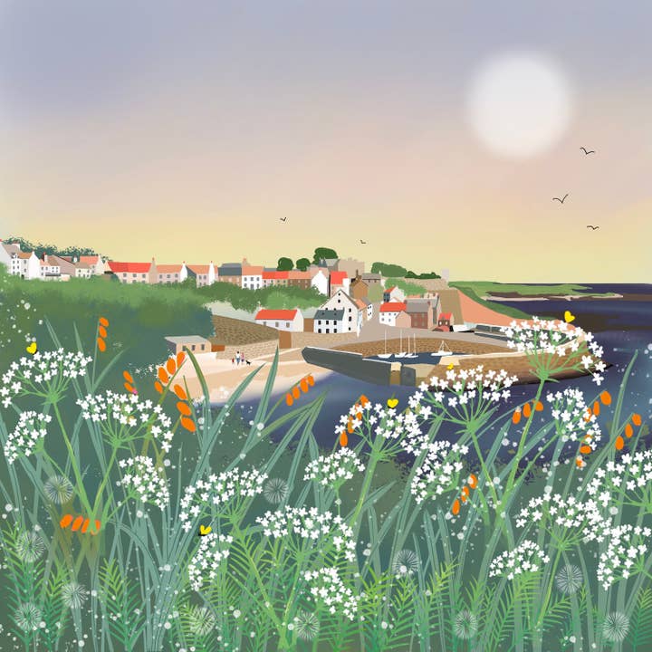 Galloway Arts - Wholesale Art Print - Weekend Break, Scottish Landscape inspired by the East Neuk of Fife, Giclee Art print, signed by the artist. Print only or framed.