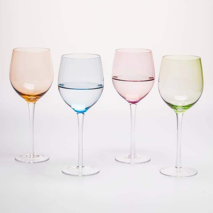 Everest Global - Wholesale Wine Glass - Colorful Stemmed Wine Glass set of 4