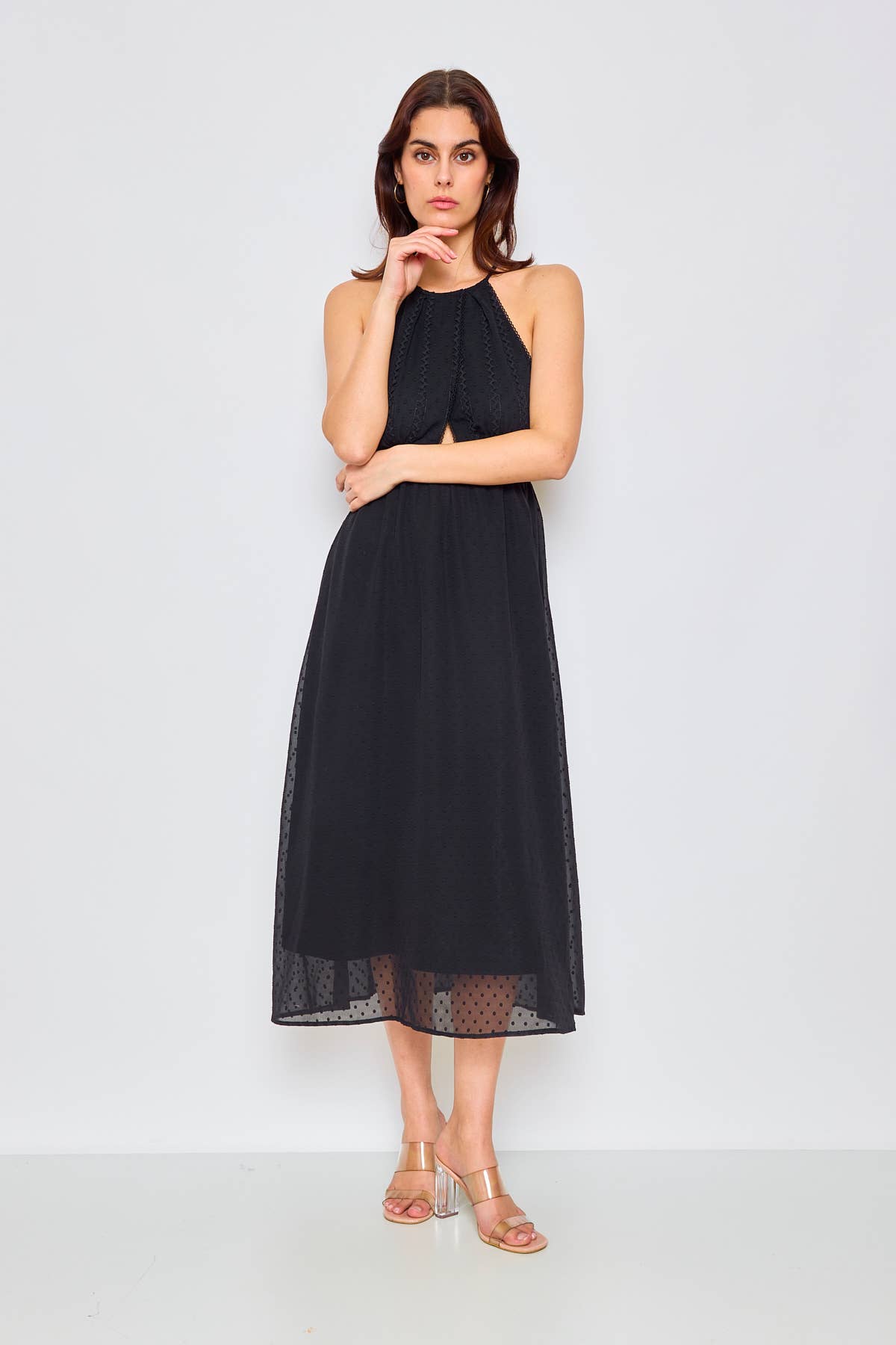 LOVIE & CO - Wholesale Dress - Women's - Long dress with textured fabric and halter neck6