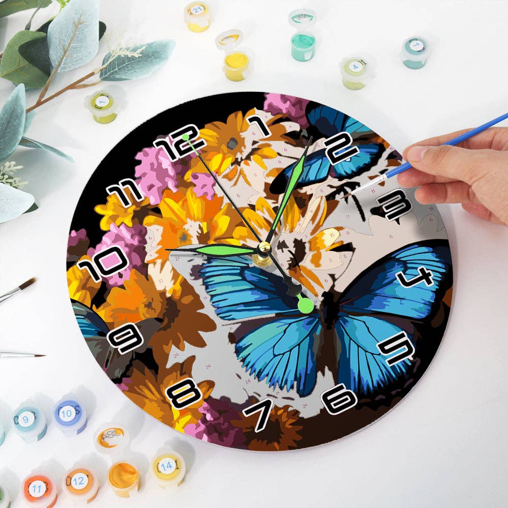 Paint Your Numbers - Wholesale DIY Craft Kit - Paint the Moment – Butterfly Bloom Clock Kit5